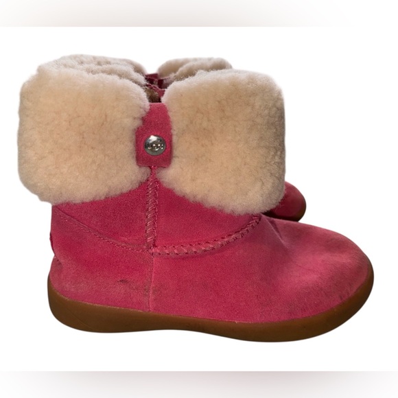 UGG Ramona 1095571T Bootie Girls Toddler's Size 10 Pink Leather Boots Sherpa - Picture 1 of 8